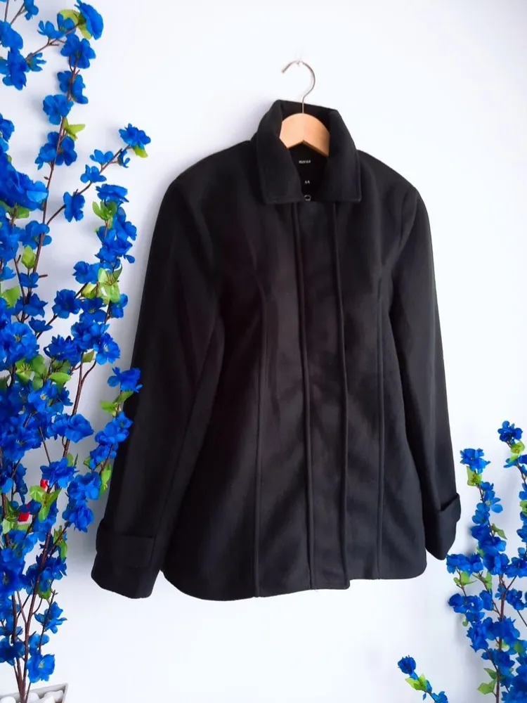 casaco de lã soft preto