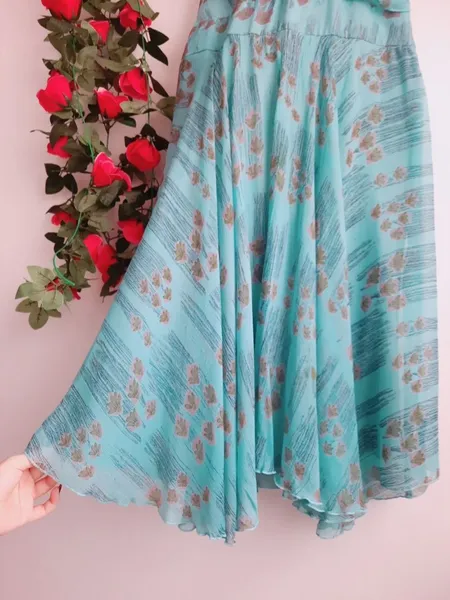 vestido midi seda pura azul lita mortari