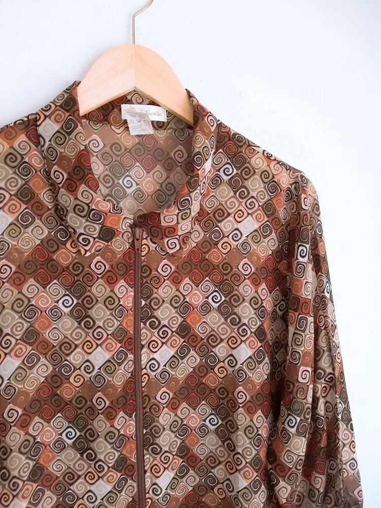 camisa estampada caleidoscópio marrom g
