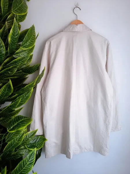 jaqueta alongada off white sarja grossa polo play