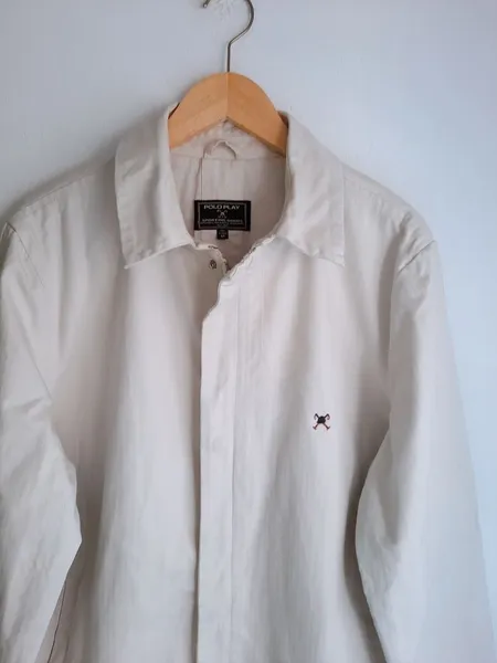 jaqueta alongada off white sarja grossa polo play