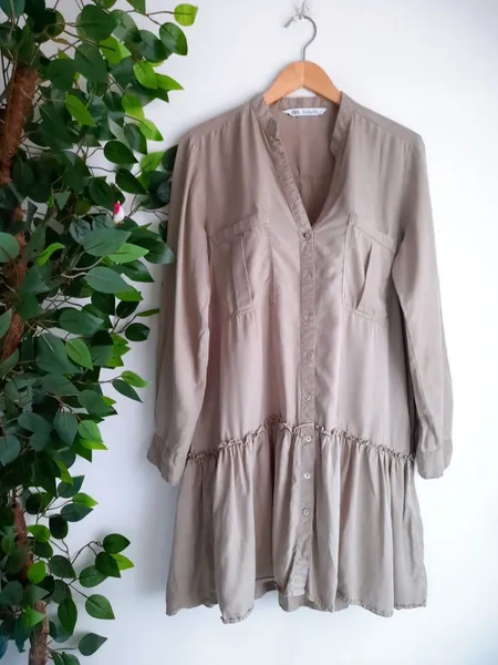 vestido chemise verde olivia liocel zara