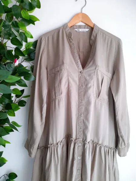 vestido chemise verde olivia liocel zara