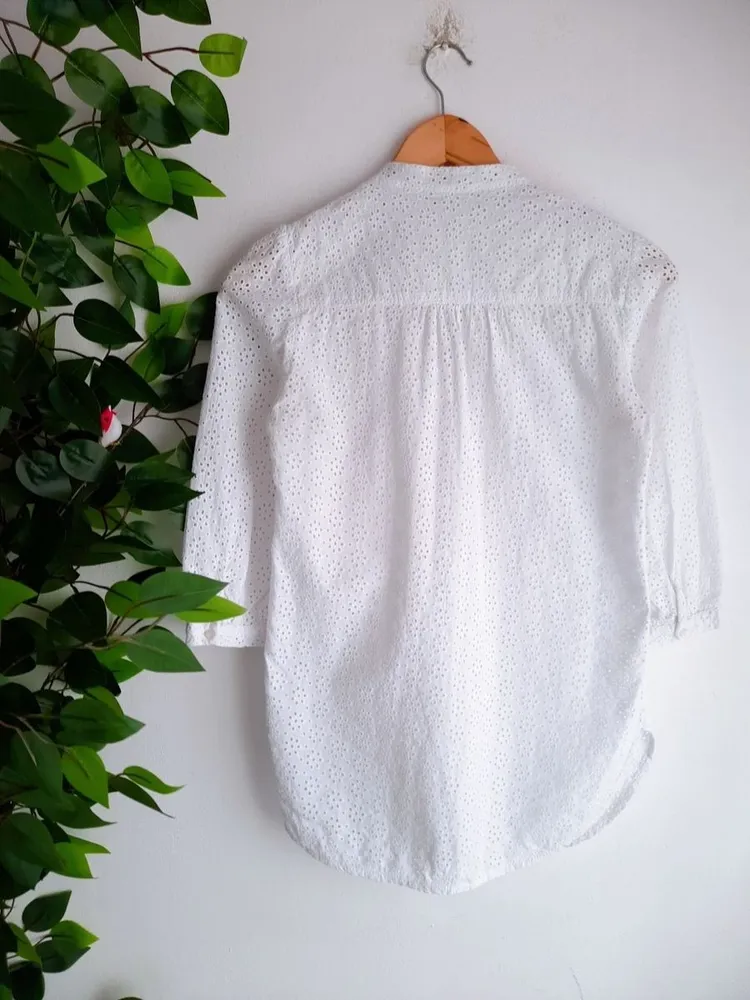 camisa em laise branca zara p