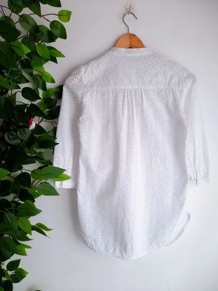 camisa em laise branca zara p