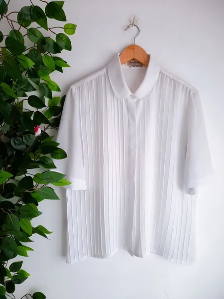 camisa social branca franzida 46