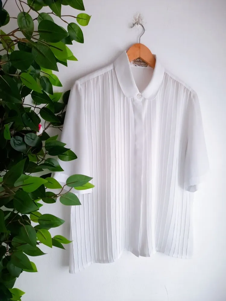 camisa social branca franzida 46