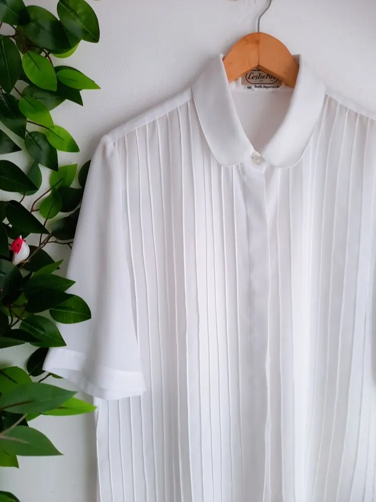 camisa social branca franzida 46