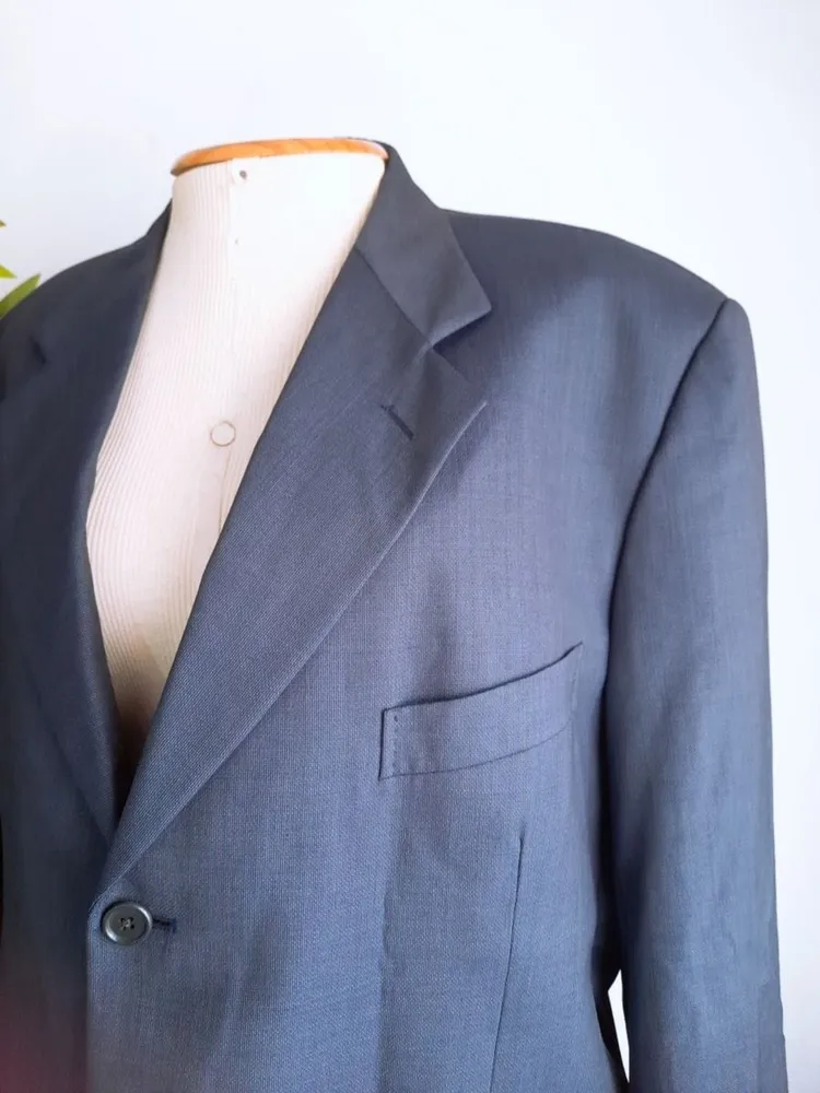 blazer social masculino de lã azul crawford