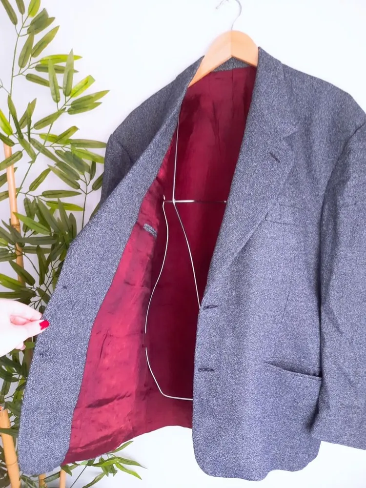 blazer cinza mesclado masculino