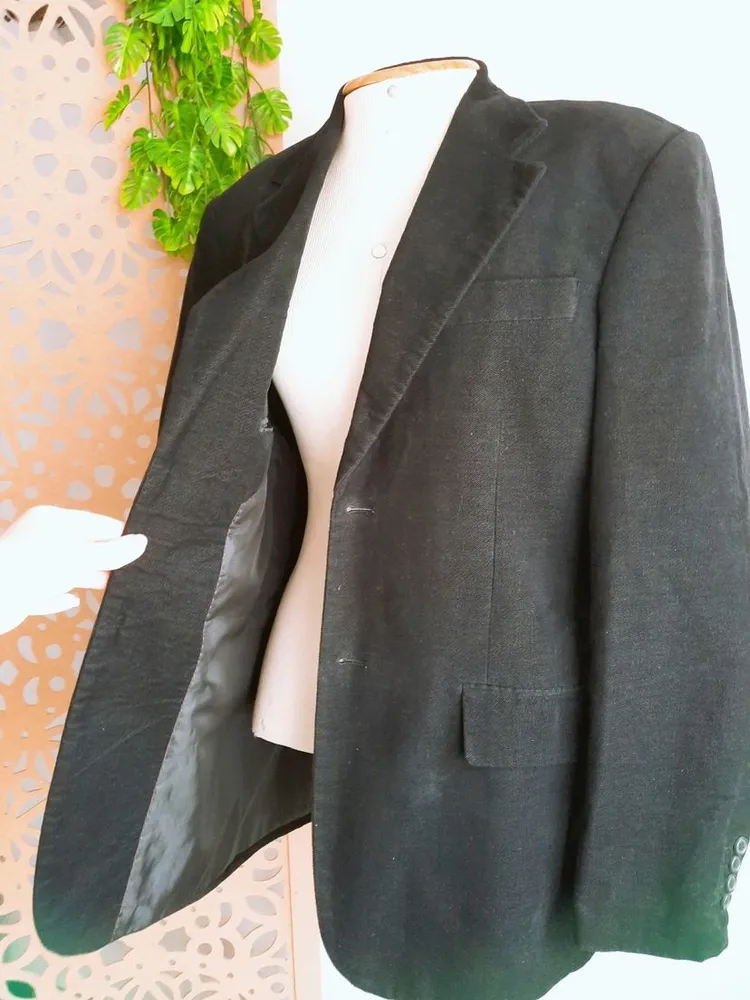 blazer alongado veludo cotelê preto luigi bertolli