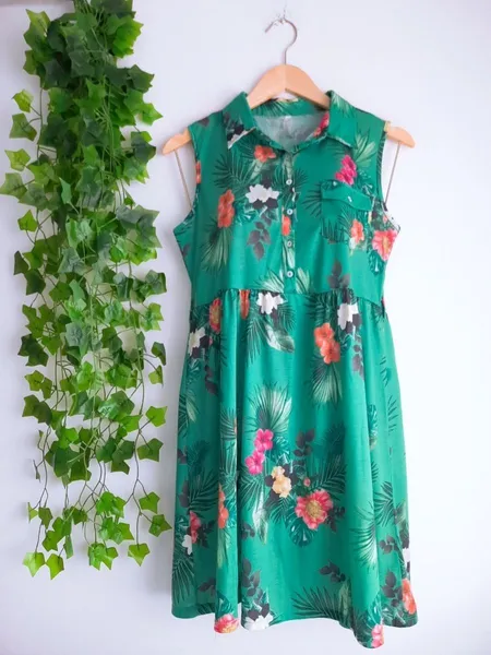 vestido marfinno floral verde p