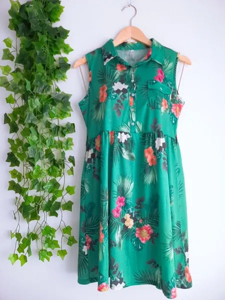 vestido marfinno floral verde p