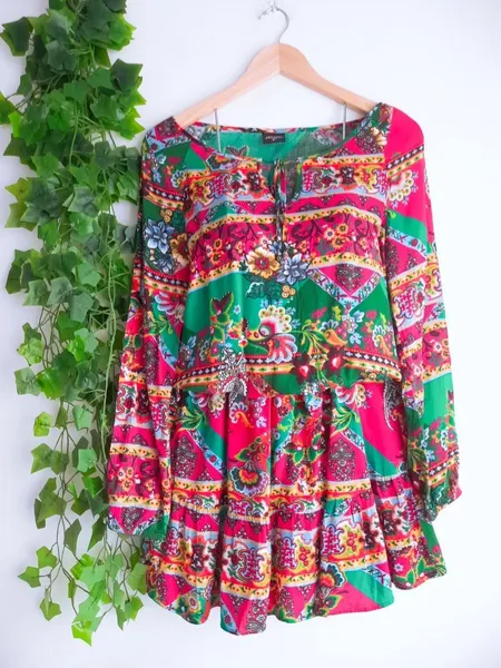vestido estampado étnico indiano p