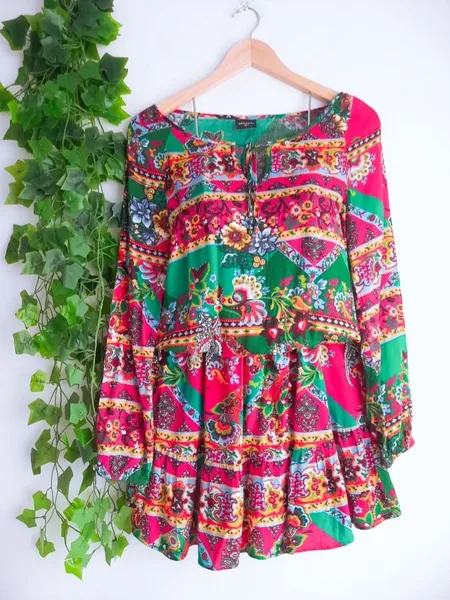 vestido estampado étnico indiano p