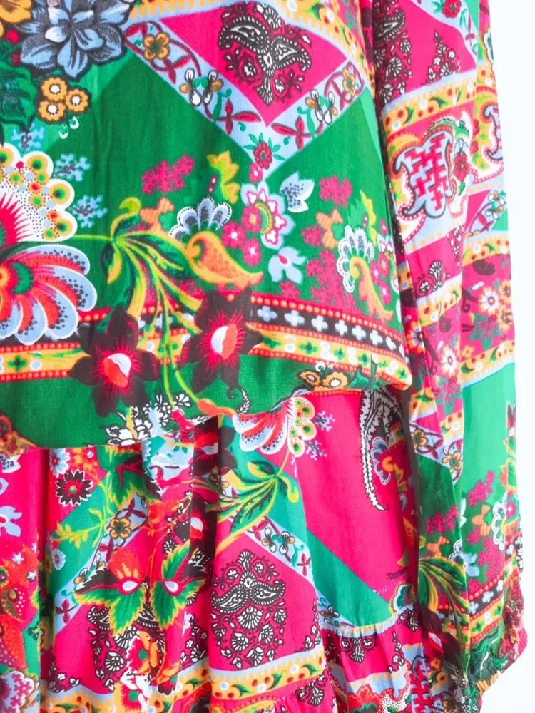 vestido estampado étnico indiano p