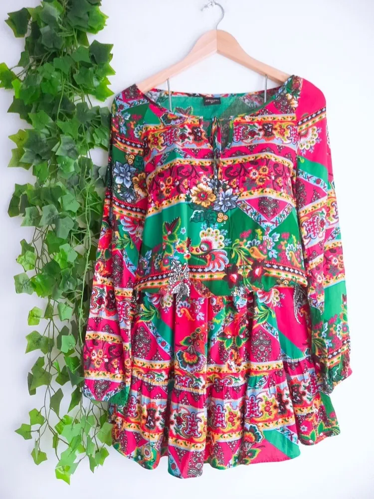 vestido estampado étnico indiano p