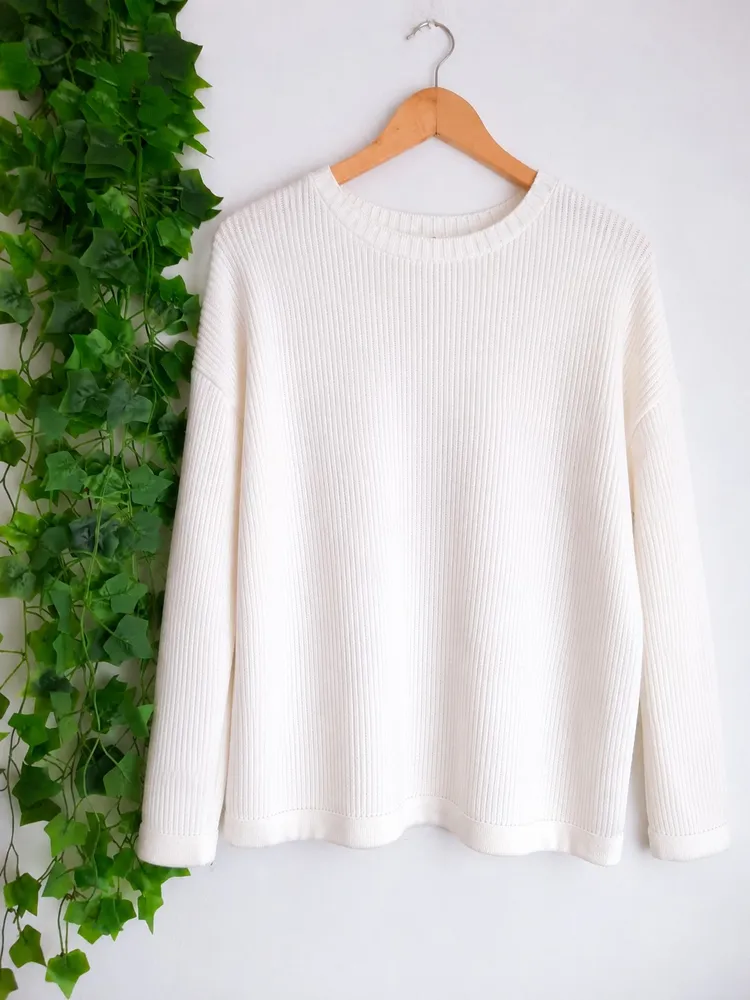 suéter de tricô feminino branco g