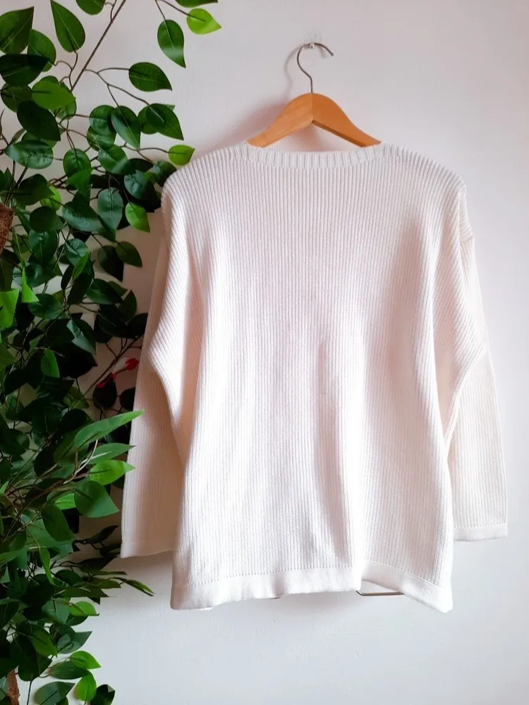 suéter de tricô feminino branco g