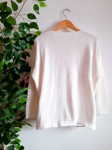 suéter de tricô feminino branco g