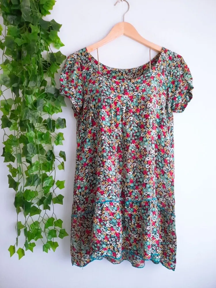 vestido floral soltinho viscose p