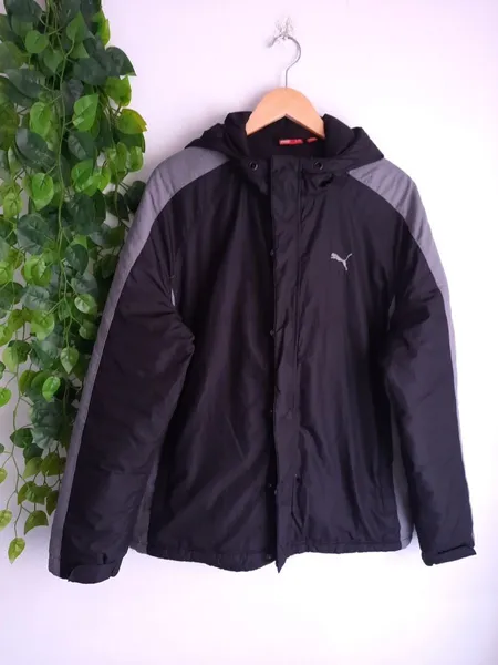 jaqueta masculina preta com cinza puma original