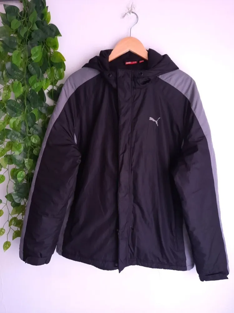 jaqueta masculina preta com cinza puma original