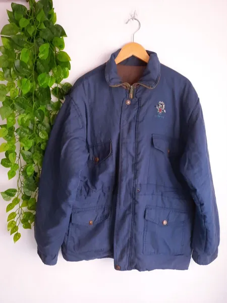 casaco masculino dupla face acolchoado azul marinho e verde
