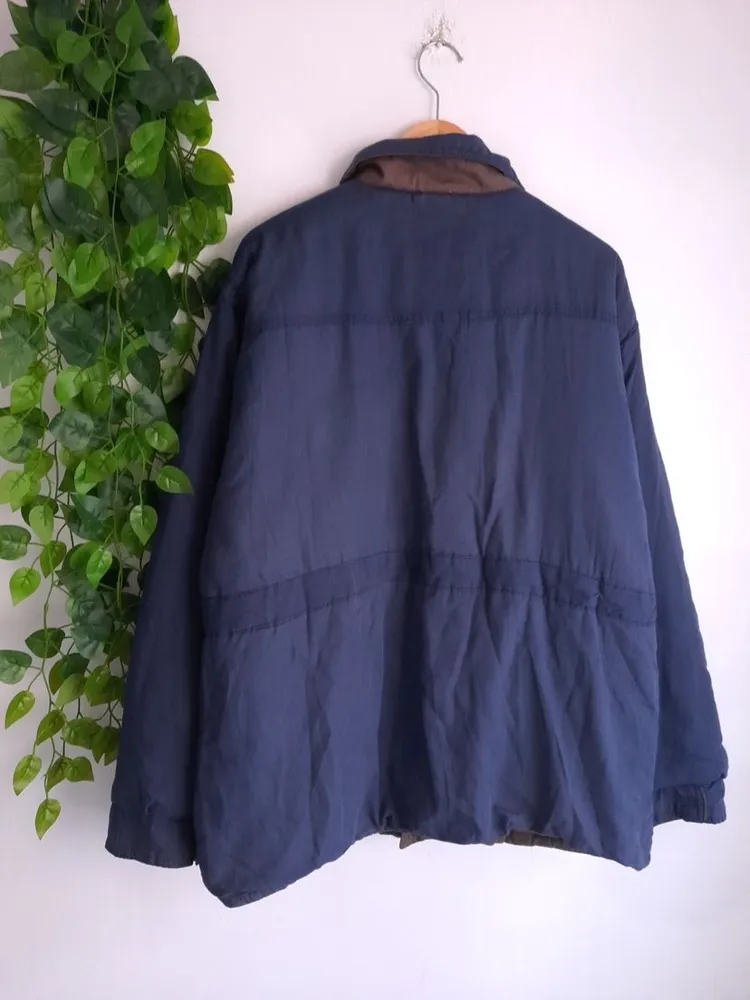 casaco masculino dupla face acolchoado azul marinho e verde