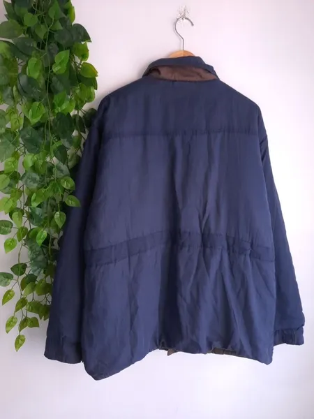 casaco masculino dupla face acolchoado azul marinho e verde