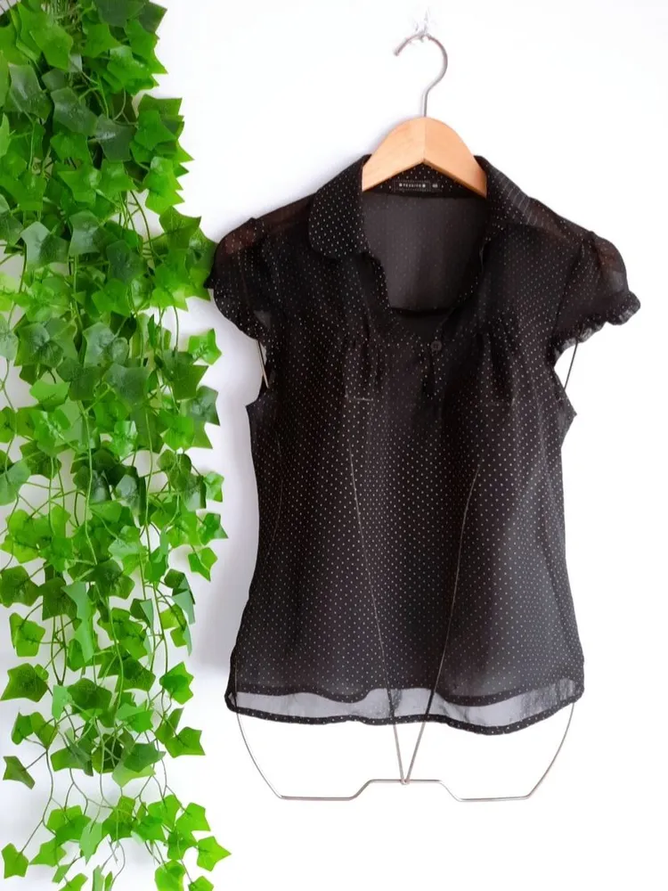 blusa poá preto e branco yessica 40