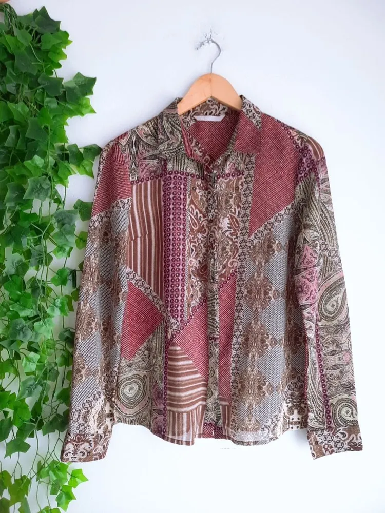 camisa estampada romana feminina 38