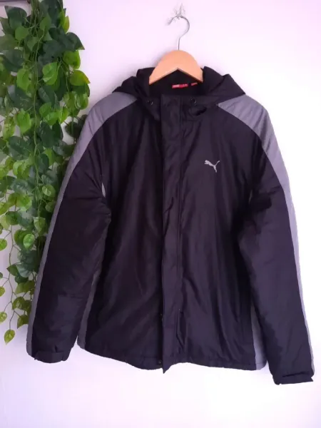 jaqueta masculina preta com cinza puma original
