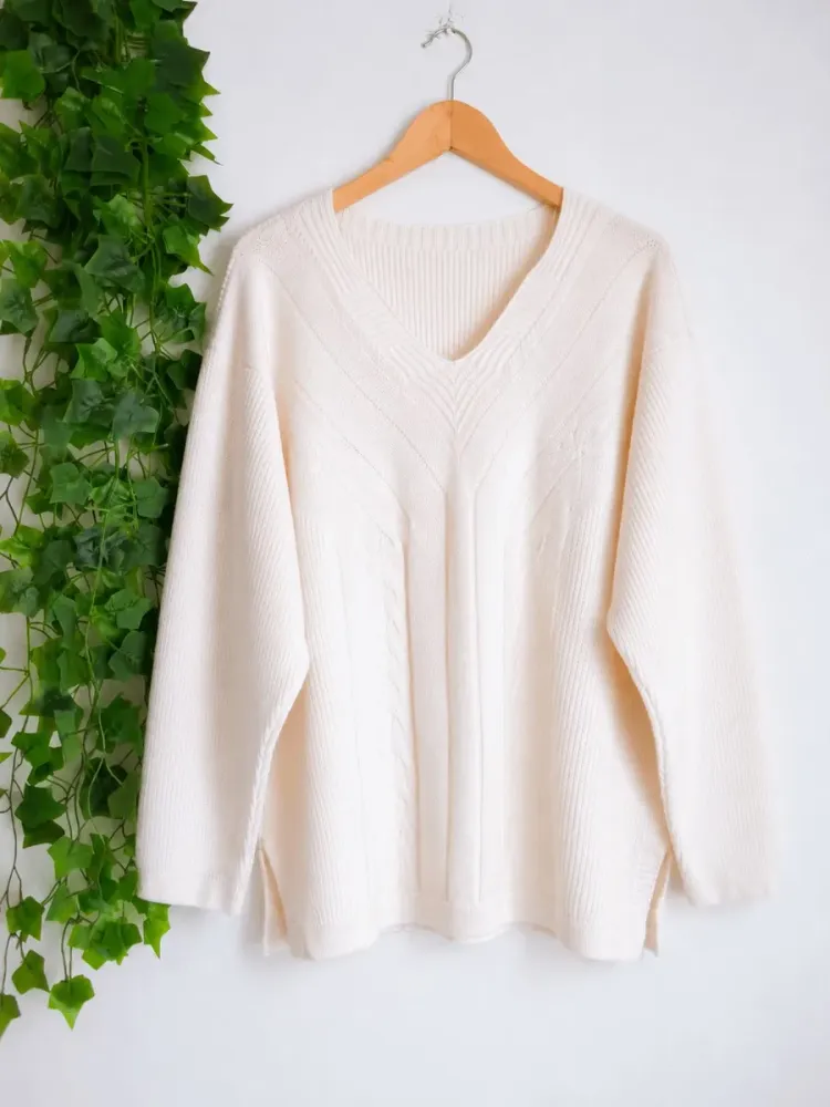 suéter de tricô feminino branco g