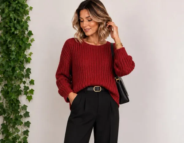 suéter feminino marfinno vermelho bordô gg