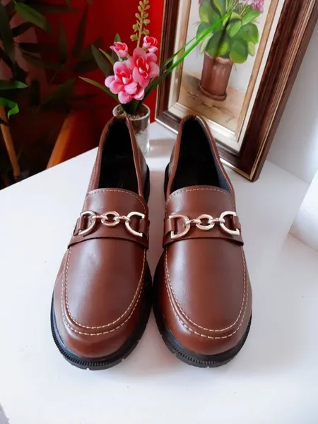 mocassim lazzlu loafer marrom fivela 38