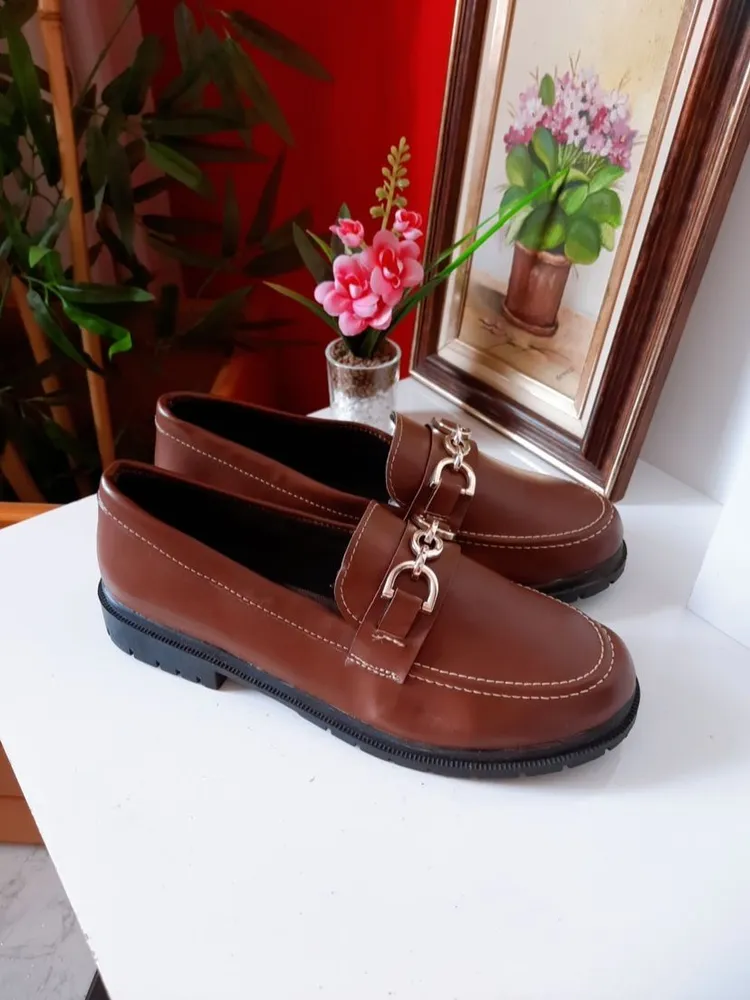 mocassim lazzlu loafer marrom fivela 38