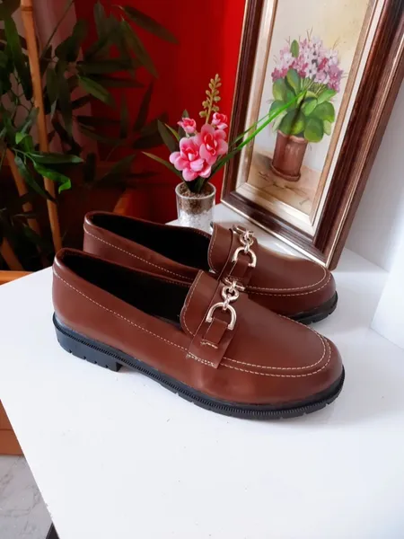 mocassim lazzlu loafer marrom fivela 38