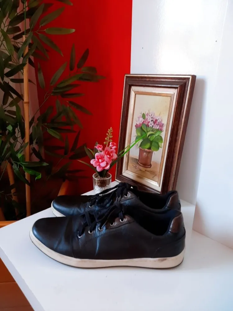 tênis masculino couro preto 39/40