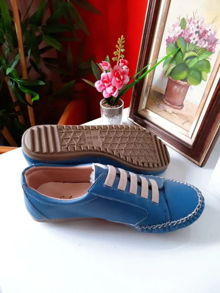 tênis mocatenis feminino couro azul 37