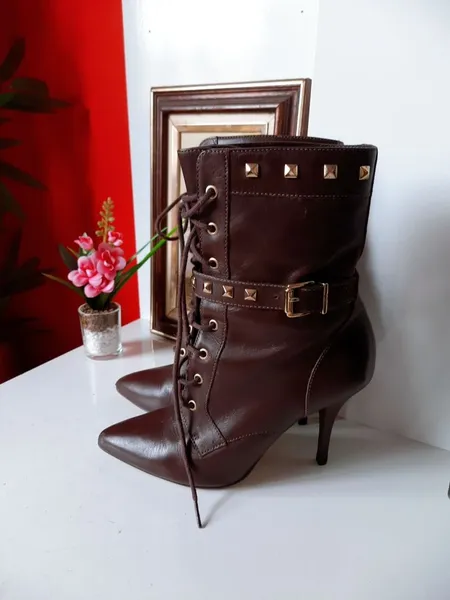 bota santa lolla couro marrom amarração 35