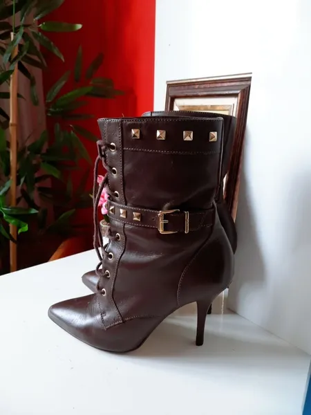 bota santa lolla couro marrom amarração 35