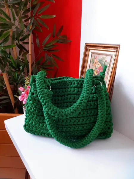 bolsa de crochê artesanal verde