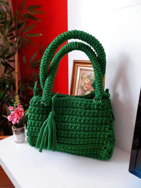 bolsa de crochê artesanal verde
