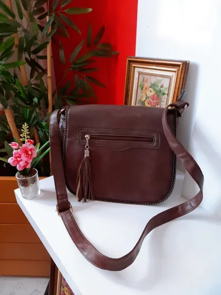 bolsa tiracolo couro legítimo marrom