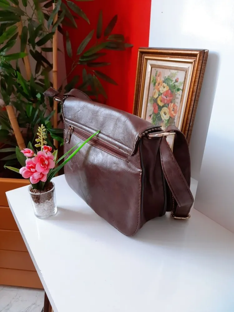 bolsa tiracolo couro legítimo marrom