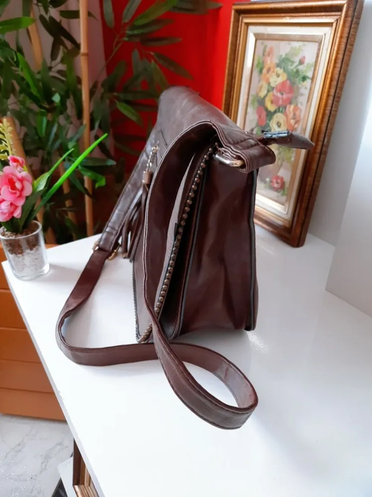 bolsa tiracolo couro legítimo marrom