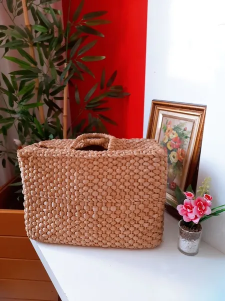 bolsa de praia palha retangular grande