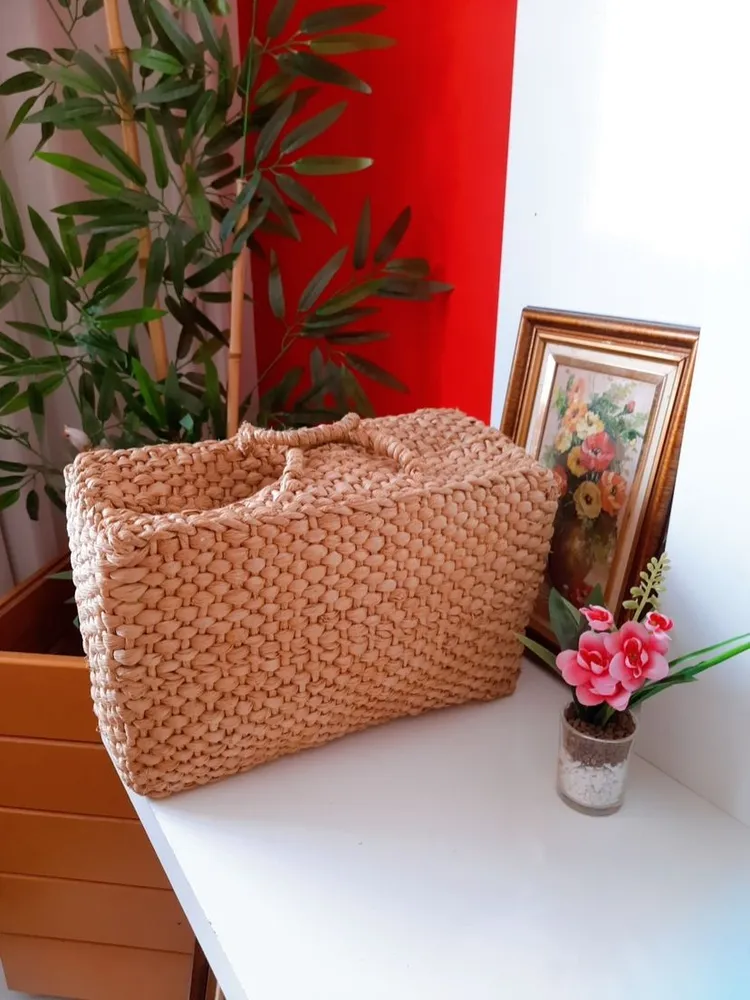 bolsa de praia palha retangular grande