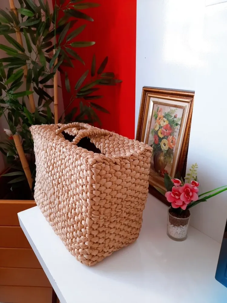 bolsa de praia palha retangular grande